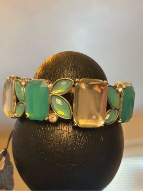 Green Gemstone Statement Bracelet - Women Jewelry